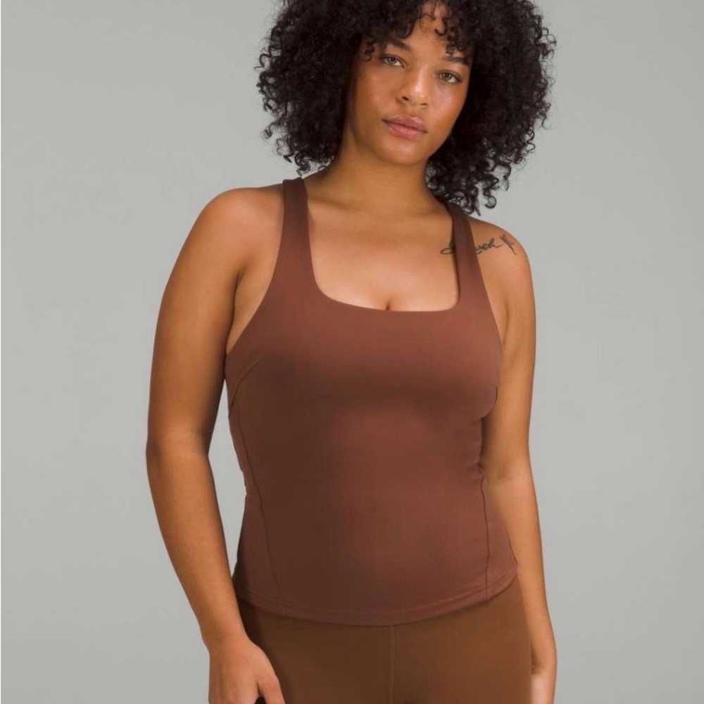 Lululemon InStill Tank Top With Removable Bra-Cups Roasted Brown Size 10